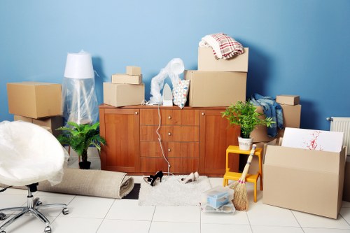 Furniture being unloaded and placed in a new home